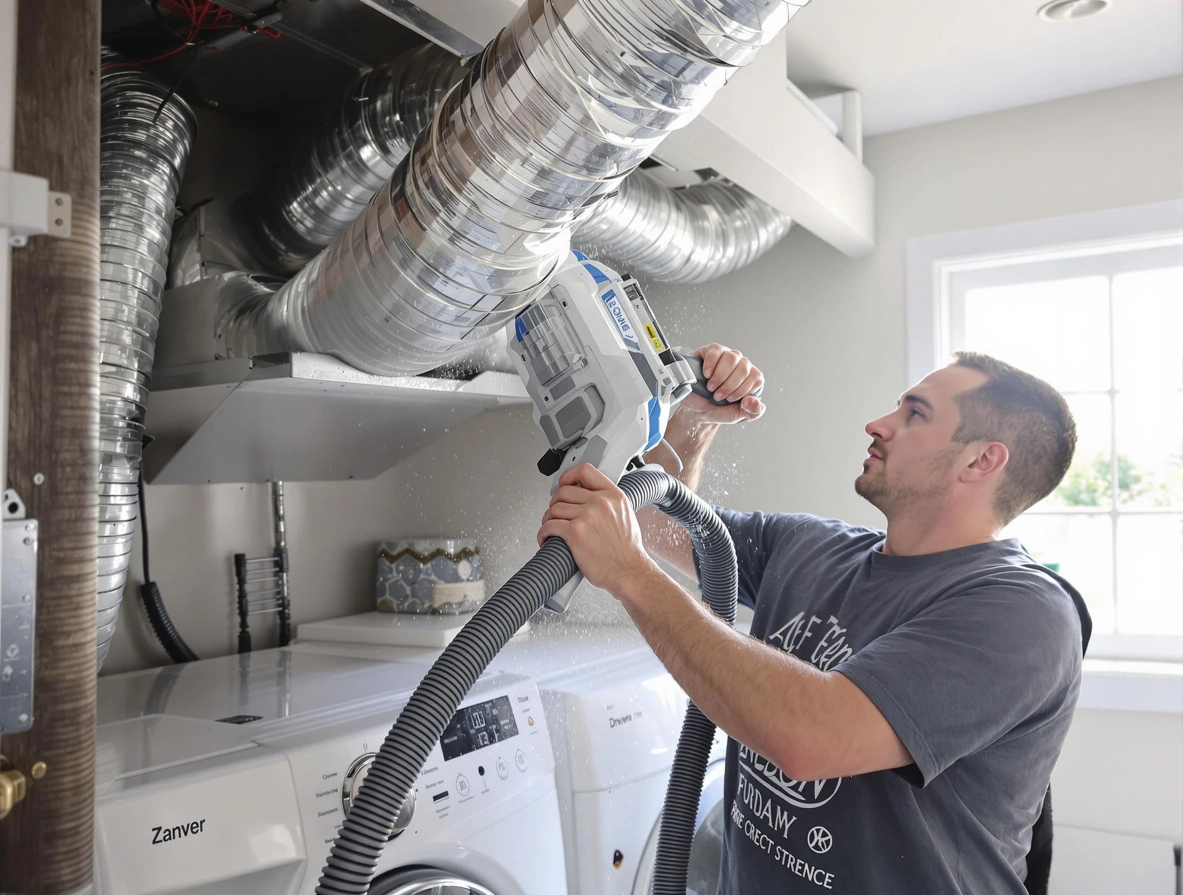 Castle Rock Dryer Vent Cleaning specialist cleaning deep within a dryer vent duct system in Castle Rock
