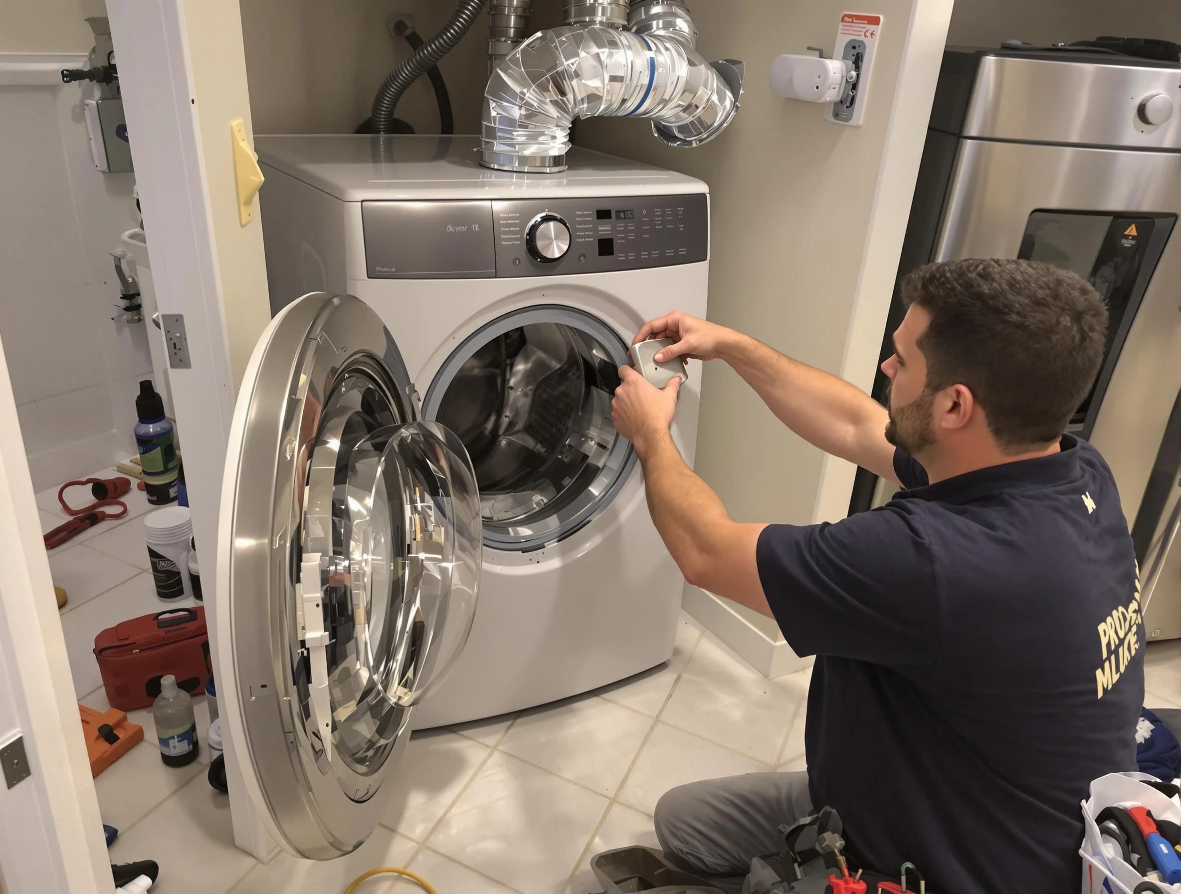 Castle Rock Dryer Vent Cleaning technician performing precise dryer vent hose installation in Castle Rock