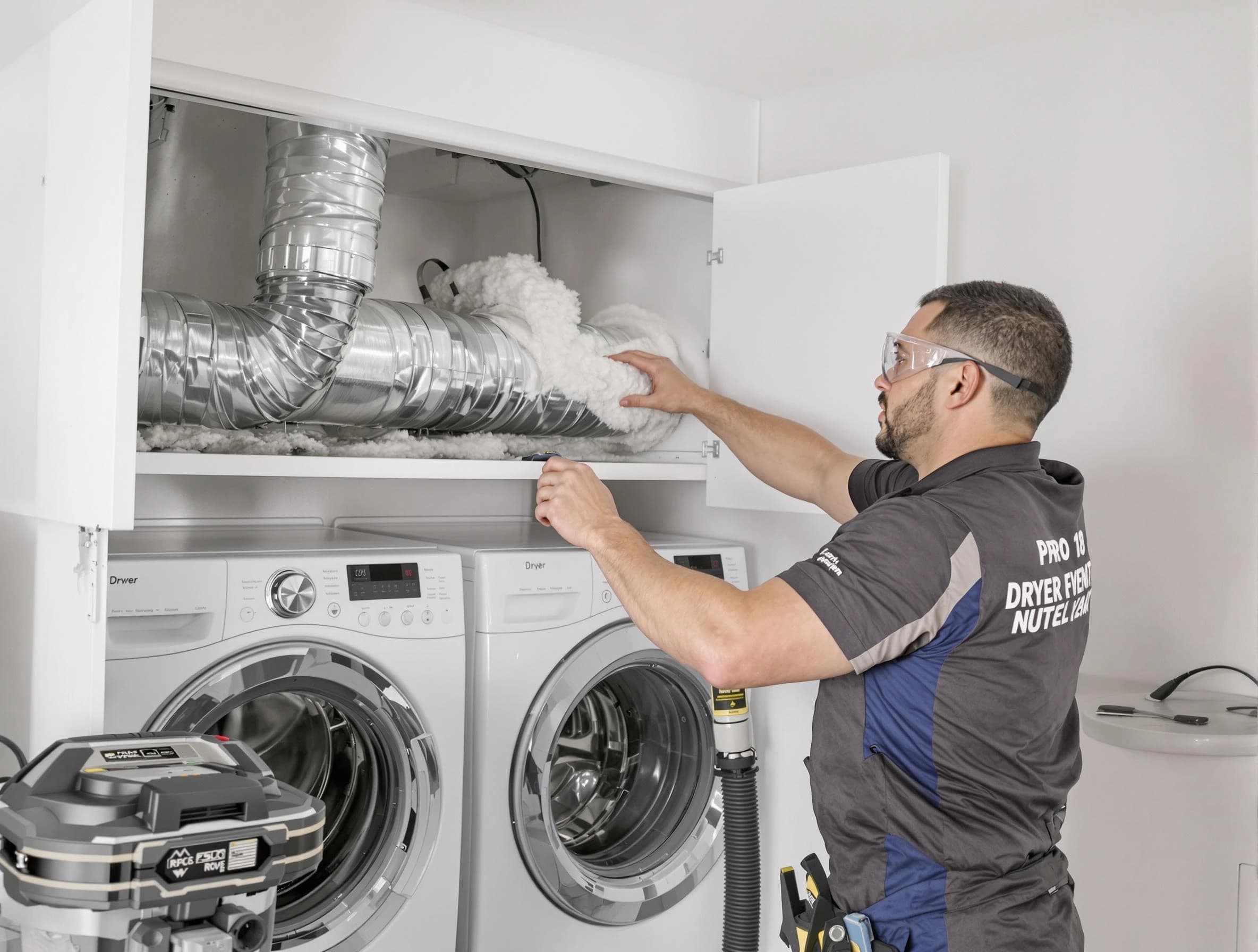 Castle Rock Dryer Vent Cleaning certified technician performing specialized gas dryer vent cleaning in Castle Rock