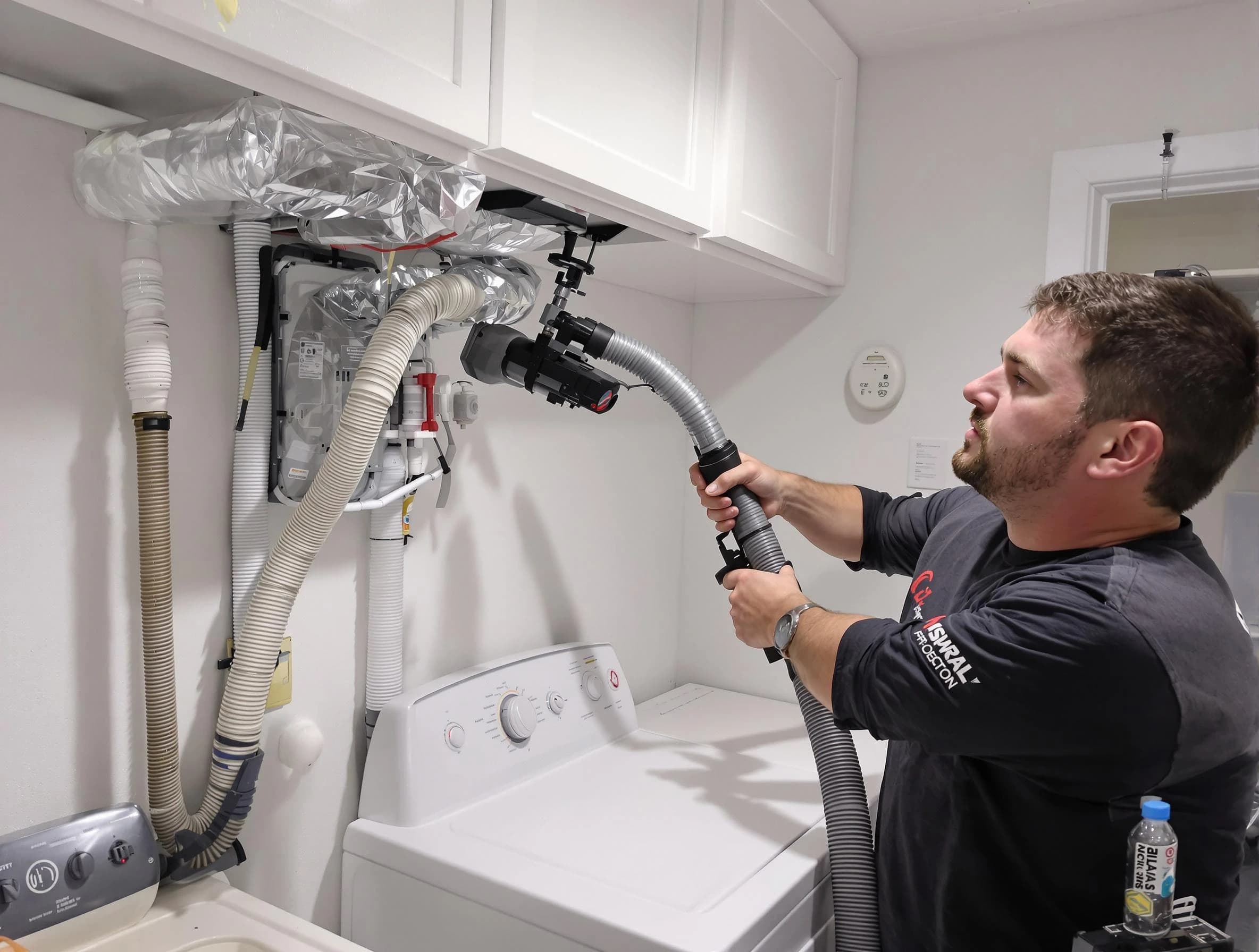Castle Rock Dryer Vent Cleaning certified technician performing safety-focused gas dryer vent cleaning in Castle Rock